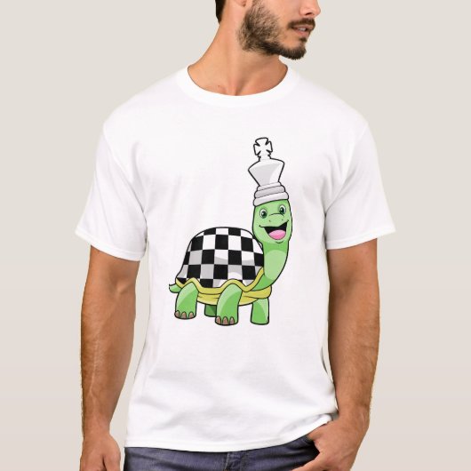 Schroefschildpad met schaakbord en koning t-shirt (Voorkant)