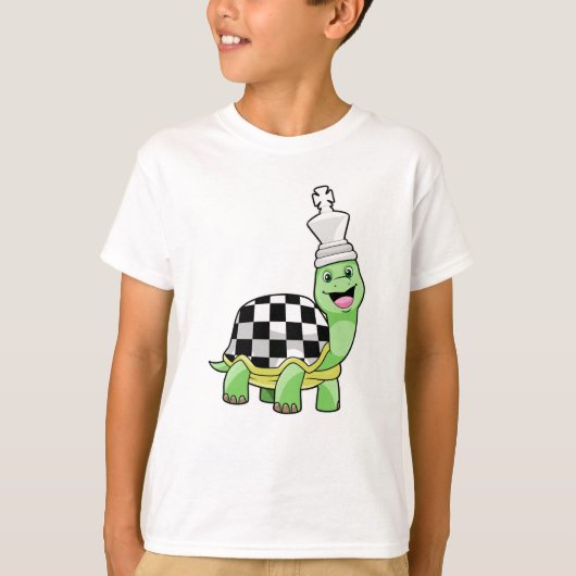 Schroefschildpad met schaakbord en koning t-shirt (Voorkant)