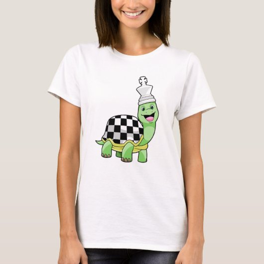 Schroefschildpad met schaakbord en koning t-shirt (Voorkant)