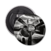 Schroefschroef voor vliegtuigen: zwart en wit button flesopener (Voorkant)