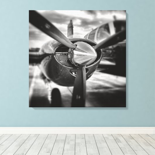 Schroefschroef voor vliegtuigen: zwart en wit canvas afdruk (Insitu (Houten vloer))