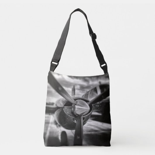 Schroefschroef voor vliegtuigen: zwart en wit crossbody tas (Voorkant)
