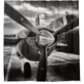 Schroefschroef voor vliegtuigen: zwart en wit douchegordijn (Voorkant)