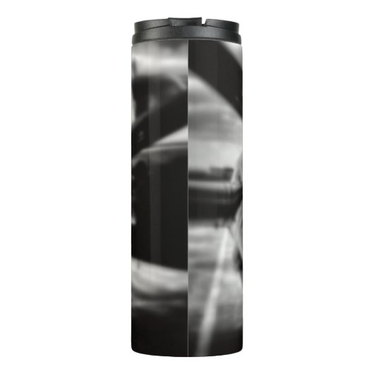 Schroefschroef voor vliegtuigen: zwart en wit thermosbeker (Achterkant)