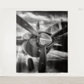 Schroefschroef voor vliegtuigen: zwart en wit wandkleed (Voorkant)