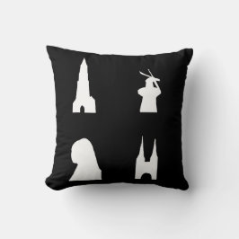 Schroefsilhouet op zwart kussen