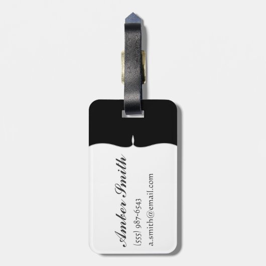 Schroefstukken op schaakbord in zwart-wit bagagelabel (Achterkant verticaal)