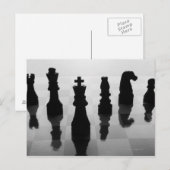 Schroefstukken op schaakbord in zwart-wit briefkaart (Voorkant / Achterkant)