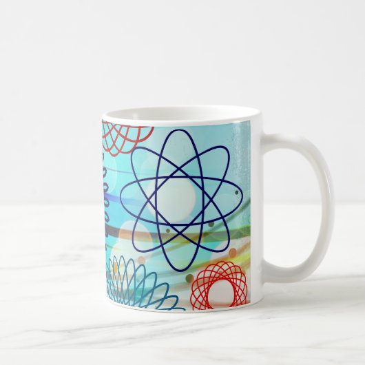 Schroefvormig Geometrisch Patroon Blauw Ontwerp Koffiemok (Rechts)