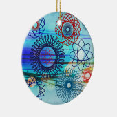 Schroefvormig Geometrisch Patroonblauw Ontwerp Keramisch Ornament (Rechts)
