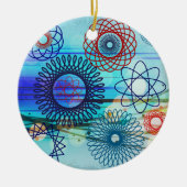 Schroefvormig Geometrisch Patroonblauw Ontwerp Keramisch Ornament (Voorkant)