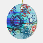 Schroefvormig Geometrisch Patroonblauw Ontwerp Keramisch Ornament (Links)