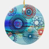 Schroefvormig Geometrisch Patroonblauw Ontwerp Keramisch Ornament (Achterkant)