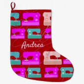 Schroefvormig loopnaaimachinepatroon grote kerstsok (Voorkant)