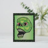 Schroefvormig schouwspel groene schedel briefkaart (Staand voorkant)