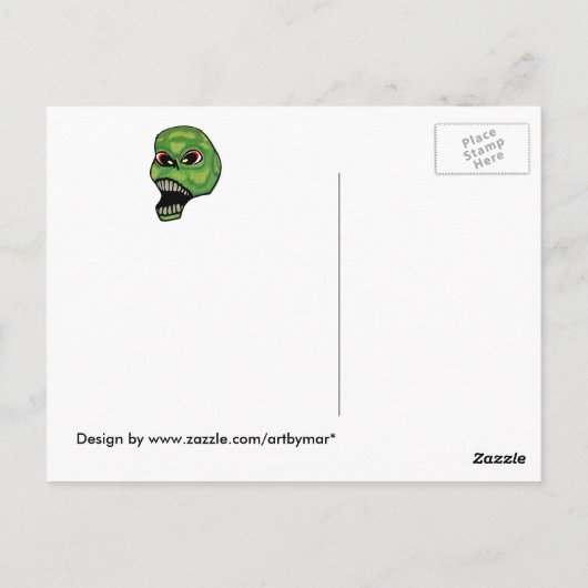 Schroefvormig schouwspel groene schedel briefkaart (Achterkant)