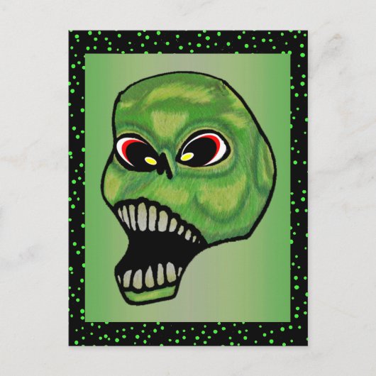 Schroefvormig schouwspel groene schedel briefkaart (Voorkant)