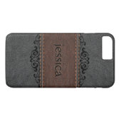 Schroefzwart en bruin  leder Case-Mate iPhone case (Achterkant (Horizontaal))