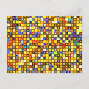 Schroeuwend Geel En Koel Blauw Tegelpatroon Briefkaart