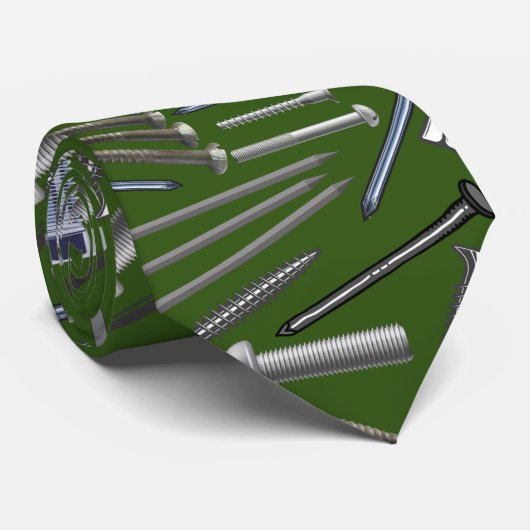Schroeven en nagels x4 D Groen G Stropdas (Opgerold)