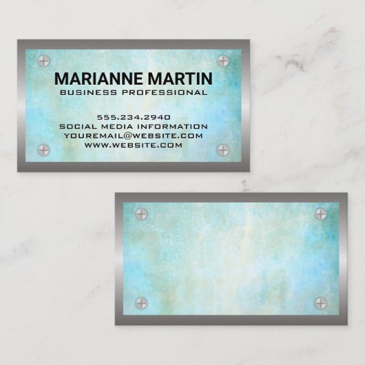 Schroeven metalen rand |  achtergrond visitekaartje (Voorkant / Achterkant)