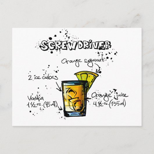schroevendraaier Cocktail Recipe Briefkaart (Voorkant)