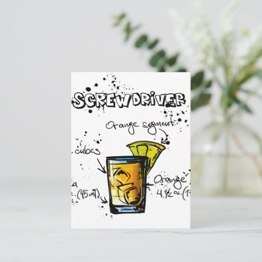 schroevendraaier Cocktail Recipe Briefkaart (Staand voorkant)
