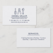 Schroevendraaier Draadsnijder Steeksleutel Omtrek  Visitekaartje (Voorkant / Achterkant)