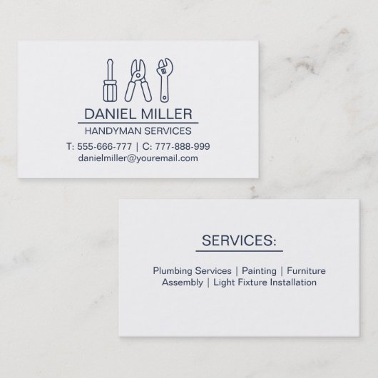 Schroevendraaier Draadsnijder Steeksleutel Omtrek Visitekaartje (Voorkant / Achterkant)