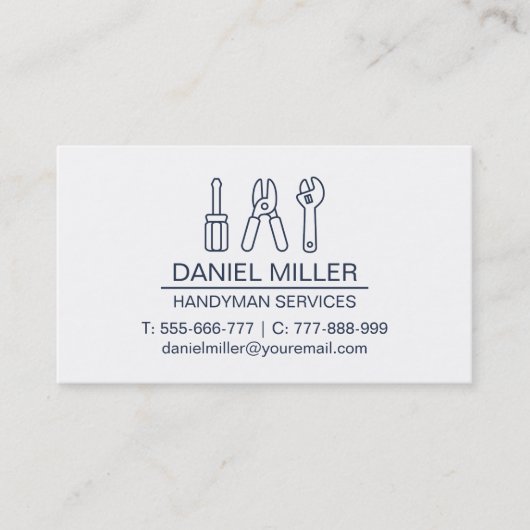 Schroevendraaier Draadsnijder Steeksleutel Omtrek  Visitekaartje (Voorkant)