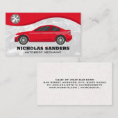 Schroevendraaier en moersleutel | rode auto visitekaartje (Voorkant / Achterkant)