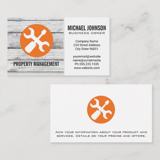 schroevendraaier | Hout Visitekaartje (Voorkant / Achterkant)