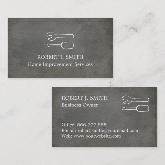 Schroevendraaier Spanner Beton Visitekaartjes (Voorkant / Achterkant)