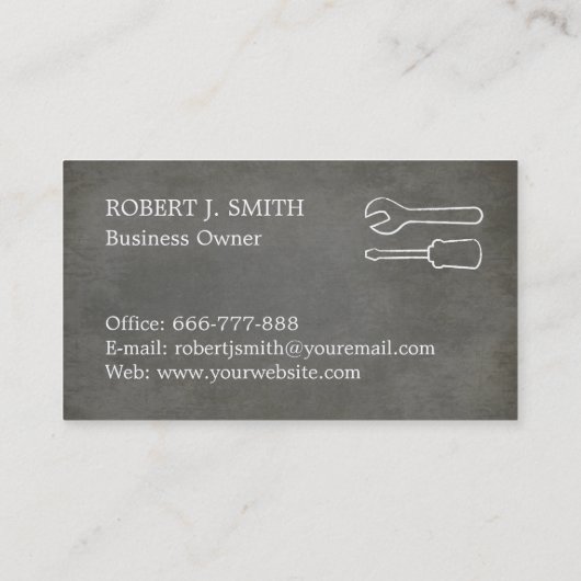 Schroevendraaier Spanner Beton Visitekaartjes (Achterkant)