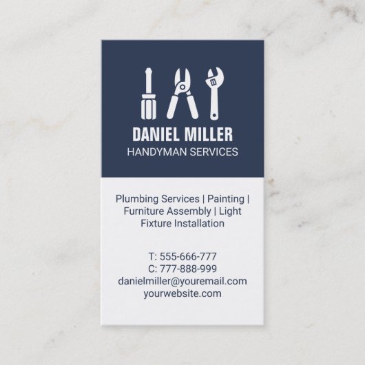 schroevendraaier Wire Cutter Spanner Handyman Vert Visitekaartje (Voorkant)