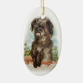 Schroffige hondenversiering keramisch ornament (Rechts)