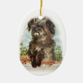 Schroffige hondenversiering keramisch ornament (Voorkant)