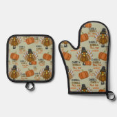 Schrok tot je wiebelt aangepaste Thanksgiving Ovenwant & Pannenlap Set (Voorkant)