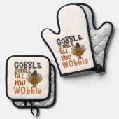 Schrok tot je wiebelt aangepaste Thanksgiving Ovenwant & Pannenlap Set (Voorkant / Achterkant)