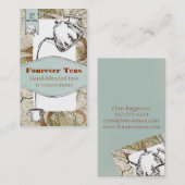Schrokkenthee met teapentrekker, oude kaart visitekaartje (Voorkant / Achterkant)
