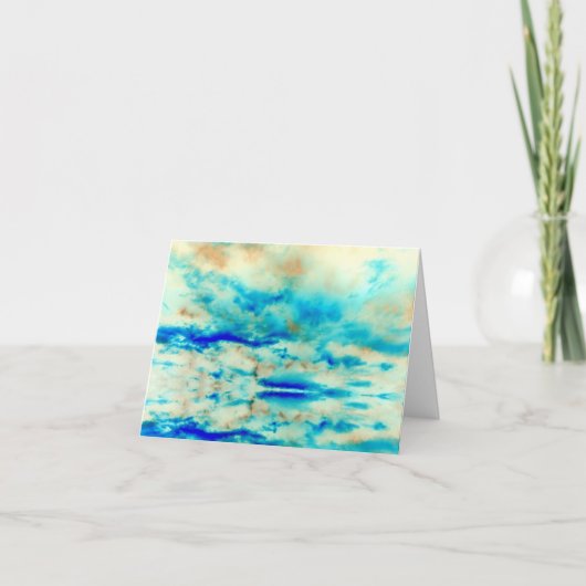 Schroom en blauw abstract gevouwen blanco kaart (Voorkant)