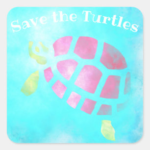 Schroop Sticker, bespaar de schildpadden Vierkante Sticker