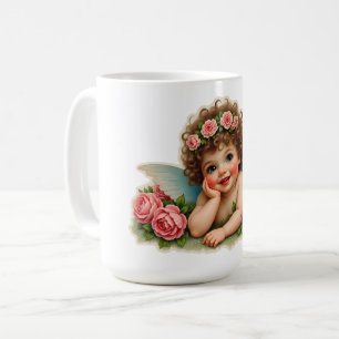 Schroot afbeelding - Vintage fee-kind dat in rozen Koffiemok