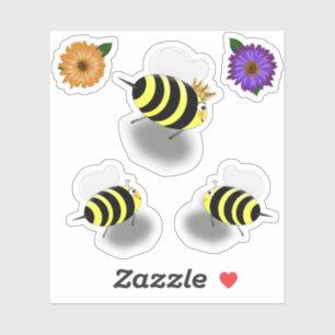 Schroot boek koningin bij, bijen, bloemen sticker