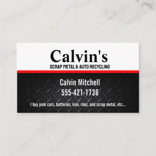 Schroot en auto recycling visitekaartje (Voorkant)