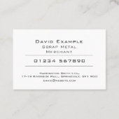 Schroot van metalen koopman met foto van houder visitekaartje (Achterkant)