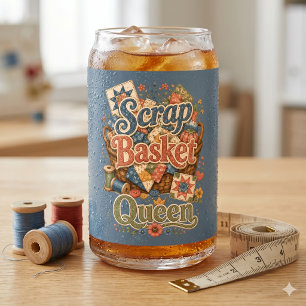 Schrootmand Koningin Quilter Cottagecore Blikvorm Glas