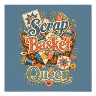 Schrootmand Koningin Quilter Cottagecore Foto Afdruk
