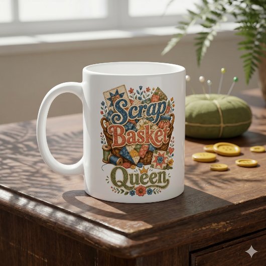 Schrootmand Koningin Quilter Cottagecore Koffiemok