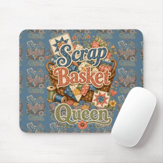 Schrootmand Koningin Quilter Cottagecore Muismat (Met muis)
